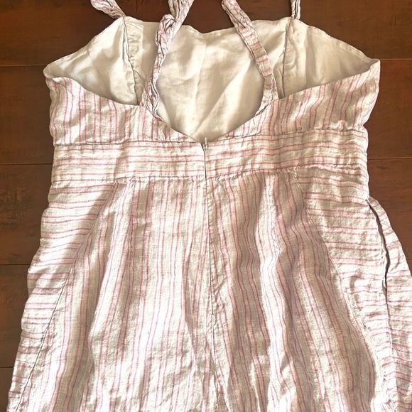 ANTHROPOLOGIE Elevenses Nantucket Ruffled Jumpsuit Striped Linen Size 12 - Picture 11 of 16